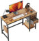 CubiCubi Schreibtisch mit 2 Schubladen und Kopfhörerhaken, 100×50×75cm Kleiner Computertisch, Bürotisch, für Arbeitszimmer, Schlafzimmer, Metallgestell, Vintagebraun