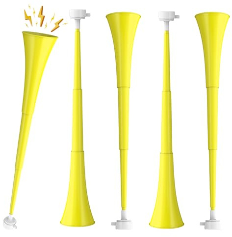 Collapsible Stadium Horn 24 Inch Vuvuzela Plastic Trumpet Blow Horns Noisemakers Loud Sound Soccer Horn for Sporting Events Graduation Games School Party Supplies Favors Accessories - 4PCS