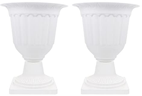 2 macetas clásicas tradicionales de plástico para interiores y exteriores, macetas altas para jardín