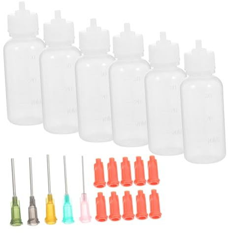 Cabilock 34pcs Glue Squeeze Bottle Set Needle Tip Small Plastic Dispensing Bottles Caps for Industrial and Household Use for Paint Ink and Craft