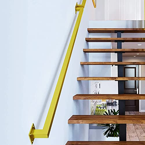 Treppe aus verzinktem Stahl, goldfarben, 300 cm, für Innen- und Außenbereich, Geländer mit Wandhalterung, einfache Installation für den privaten und gewerblichen Gebrauch