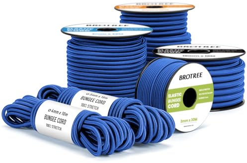 Brotree Corda Elastica 3mm x 30m Blu - Corda Gomma Corda Elastici per Teloni Allenare Barca