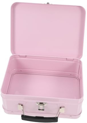 Rosa Miniaturkoffer aus Blech mit Deckel und Griff, Große Kapazität | Vielseitige Nutzung, Leicht zu Reinigen, Vintage und Elegant Inspiriert, für Reise und Hochzeitsdeko