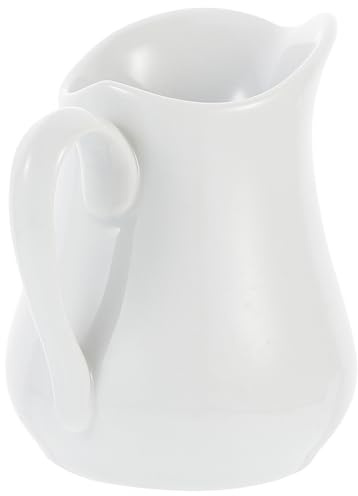UKCOCO Pichet Lait en Céramique 450ml Blanc, Bec Fin, pour Sauces et Accompagnements, Service Élégant en Restaurants ou Lors D’un Dîner de Fête