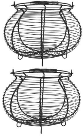 LOLIPPYY 2 Pezzi Cestino Rete Vintage con Manici Portauova e Organizer Design Resistente per Frutta e Decorazioni