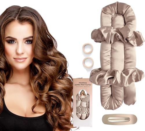 Heatless Hair Curler Set-Satin Heatless Curls Overnight, Jumbo Curling Rod Headband, No Heat Curlers to Sleep in