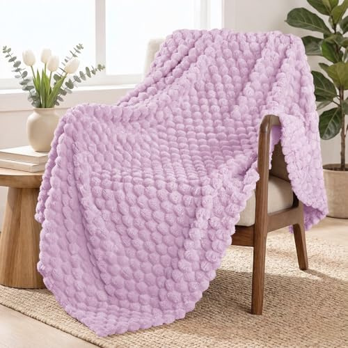 Exclusivo Mezcla Large 3D Fleece Blanket for Sofa, Couch, Lilac Purple | 127x178 cm, Super Soft Lightweight Plush Throw Blanket for Adults, Decorative Fluffy Sofa Throw for Living room, All Seasons