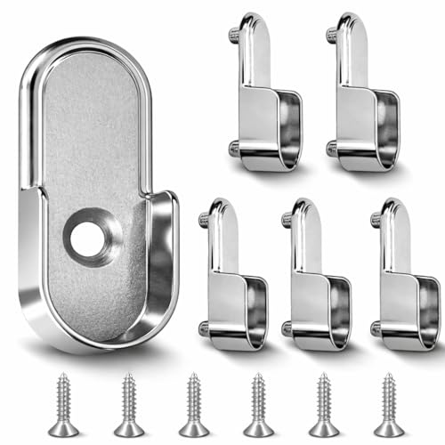 ACKKOR Lot de 6 Supports d'Extrémité pour Tringle à Vêtements Ovale, Supports de Rail de Garde-Robe avec Vis pour Placard, Buanderie et Aménagement de Dressing