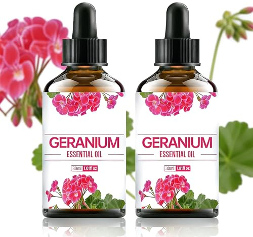 Aceite Esencial De Geranio 30ml, Aceite Esencial Puro, Hidratante Hidratante, For Aromaterapia, Difusores, Agente Limpieza Autos, Fabricación Jabón Velas, Baño Masaje Relajante Hogar.(2bottles)