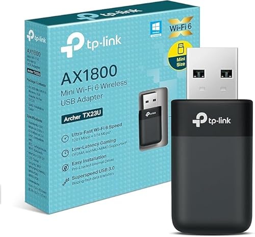 TP-Link Archer TX23U Nano WLAN-stick för PC, Wi-Fi 6 AX1800 WLAN-adapter med dubbla band, nanostorlek, WPA3, MU-MIMO, endast kompatibel med Windows 11/10