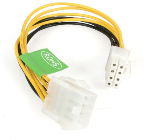 StarTech 8 inch EPS 8 Pin Power Extension Cable , Yellow