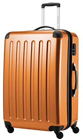 HAUPTSTADTKOFFER Alex - Großer Hartschalen-Koffer, 4 Doppel-Rollen, Trolley, Rollkoffer, Reisekoffer, Volumenerweiterung, 75 cm, 119 Liter, Orange