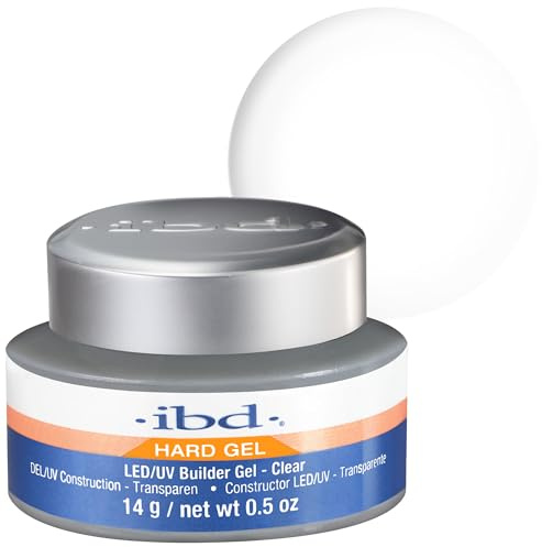 IBD Hard Gel LED/UV Builder Gel Clear – Nail Builder Gels for Extensions, Overlays & Sculpting, Long-Lasting Salon Quality, 0.5 oz