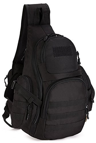 Selighting Slingbag Tactische Brusttasche Militärische Crossbody Bag wasserdichte Umhängetasche Molle Daypack für Trekking Wandern Camping Radfahren (Schwarz)