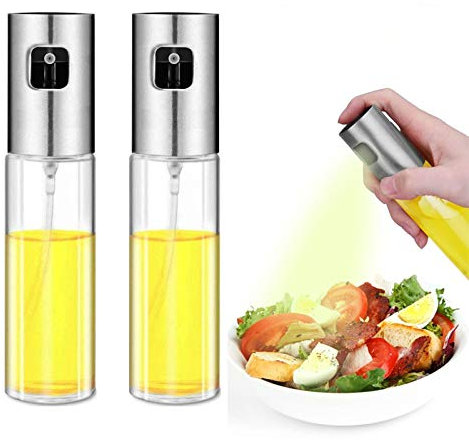 KBstore Pack of 2 Vinegar Oil Sprayer Pump Oil Atomiser Glass Bottles - Olive Oil Spray Dispenser Kitchen Tool for BBQ/Salad/Bread Baking/Grill - 100 ml #1