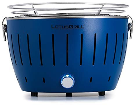 LotusGrill Gril de table compact à faible fumée, alimentation via port USB ou batterie externe. Convient pour les campeurs, les randonneurs et sur le bateau (bleu foncé)