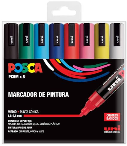 Posca UNI Stifte-Set, PC, 5 m, Basic, 8 Stück