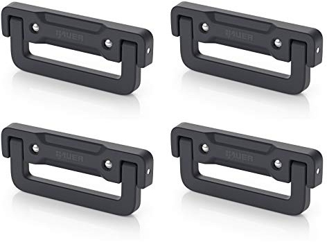 Auer Packaging 4x Kunststoff Klappgriff 16x6,3x1,5cm schwarz selbstfedernd * Griff für Eurobehälter, Koffer, Case