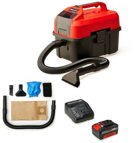 Einhell Akku-Nass-Trockensauger TE-VC 18/10 Li Power X-Change (10 Liter Tank, inkl. 2 m-Schlauch, Fugen-/Bürstendüse + Polster-/Universaldüse, inkl. 4,0 Akku und Ladegerät)