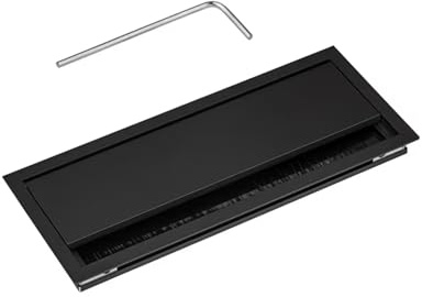 Gedotec Kabeldurchführung Aluminium mit Bürstendichtung 100 x 240 mm schwarz – Kabeldurchlass EXIT G11 ECO – Kabelmanagement Schreibtisch & Büromöbel mit klappbarer Abdeckung