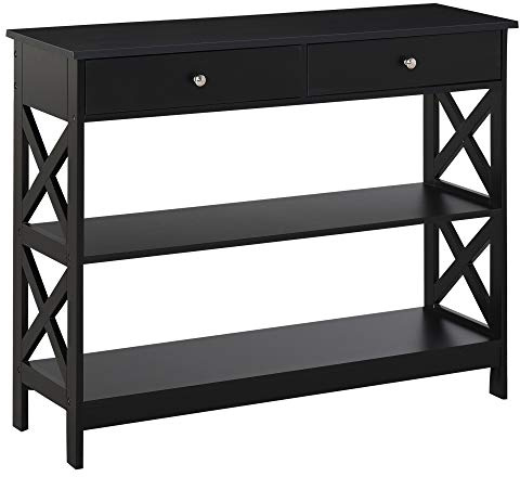 HOMCOM Table de Console Table d'entrée Style Table de drapier néo-rétro 2 tiroirs 2 étagères dim. 100L x 30.5l x 80H cm MDF Noir