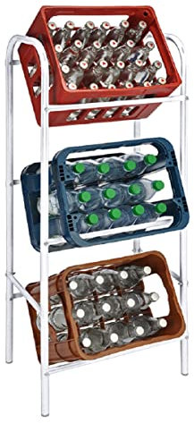 NATIV Flaschenständer in weiß für 3 Getränkekisten, Getränkekistenständer für bis zu 3 Kästen