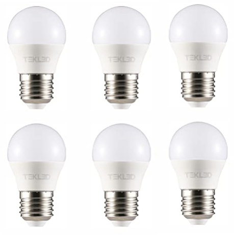 TEKLED® G45 Golf Ball DIMMABLE LED Bulbs | E27 Edison Screw | Energy Saving 5W Light Bulb 40W Incandescent Bulb Equivalent | 2700K 400LM | 6-Pack | Warm White