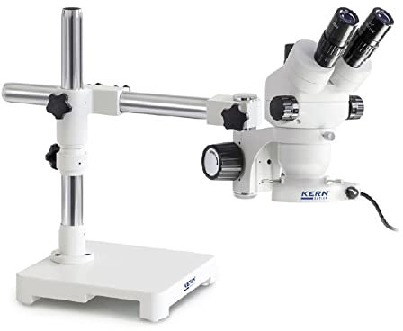 KERN KP-5266 Stereomikroskop-Set Trinokular, 0,7-4,5x; Teleskoparm-Ständer Platte, LED-Ring