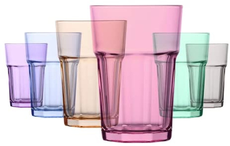 LAV - Farbiges 6er Gläser Set á 350ml – Cocktailgläser –Trinkgläser – Wassergläser – „Coral ARA“ Modernes Design