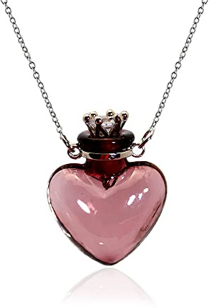 Bysxny 1PC 1PC Colorful Heart Vial Perfume Bottle Necklaces Stainless Steel Chain Make a Wish Aroma Essential Oil Diffuser Pendant necklace Women Jewelry (Dark Purple Heart)