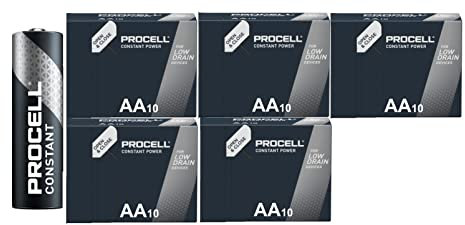 50 pilas Duracell Procell AA (5 blíster de 10 baterías) 50 pilas