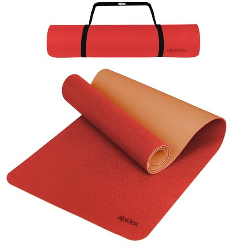 ALPIDEX Yogamatte rutschfest 190 x 61 x 0.6 cm | 190 x 90 x 0.6 cm E-Book Phthalatfreie Fitness TPE Matte Gymnastik Turnen Pilates Sport Yoga Trainingsmatte, Salmon/Apricot, 190 x 61 x 0.6 cm