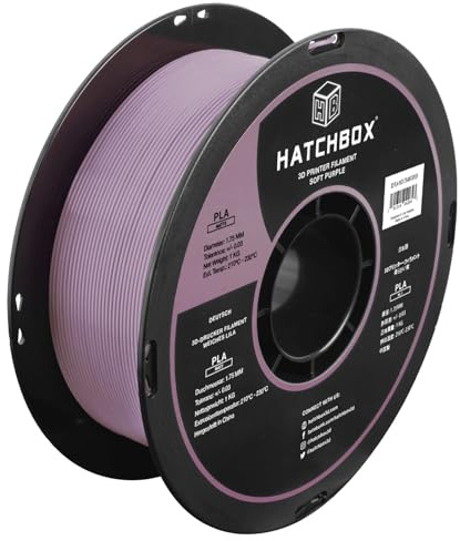 HATCHBOX Matte PLA 3D Printer Filament, Dimensional Accuracy +/- 0.03 mm, 1 kg Spool, 1.75 mm, Soft Purple