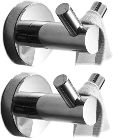 Duschaufbewahrung, Eckregale, Eck-Duschwand-Caddy, Kleiderhaken, Doppel-Handtuchhaken, gebürsteter, mattschwarzer Edelstahl, moderne Haken-Hardware, 2er-Pack for Badezimmer, Küche, Hotel, Wandmontage,