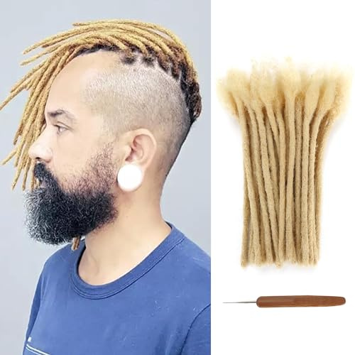 FAELBATY Menschliches Haar Loc Extensions 0.6cm Dicke 6 Zoll 30 Stränge Handgemachte 100% Menschliches Haar Dreadlock Extensions für Mann Frauen können gefärbt werden Bleached Curled Twisted (613#)