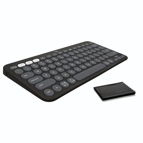 Logitech Keyboard Pebble Keys 2 K380s, Multi-Device Bluetooth Wireless Keyboard W/Customizable Shortcuts, Slim and Portable, Easy-Switch for Windows, macOS, iPadOS, Graphite, Cloth, Bulk Packaging