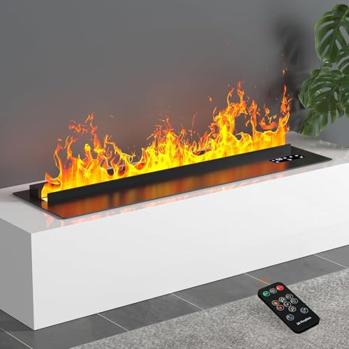 Mexhom Wasserdampf-Kamin, Flamme elektrischer Kamin, 150cm, Keine Heizung | 3D Wasserdampf-Effekt, Für Schlafzimmer, Wohnzimmer, Heimdekor, Haustierfreundlich, Befeuchtung, Einfache Nachfüllung
