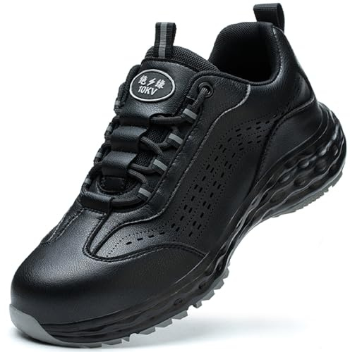 R-Win Chaussures de sécurité imperméables 10 KV - Chaussures isolées pour homme et femme - Avec embout en plastique composite non métallique - Chaussures de travail légères et anti-crevaison, Noir ,