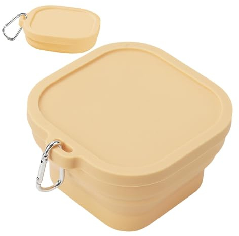 Cuenco plegable de viaje, pequeños cuencos antideslizantes para camping, caja de alimentos portátil para exteriores con gancho, contenedores de almacenamiento de alimentos para mochileros escolares