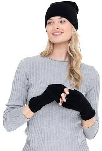 Alashan Fingerloser Handschuh aus Kaschmir, 100 % Kaschmir, ebenholz, Einheitsgröße