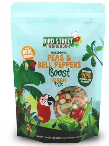Bird Treats - Parrot Treats - Cockatiel Food - Parakeet Treats - Budgie Bird Food - Cockatiel Treats - Sun Conure Food - Cockatiel Bird Food - Parakeet Bird Food - (Peas & Bell Peppers)