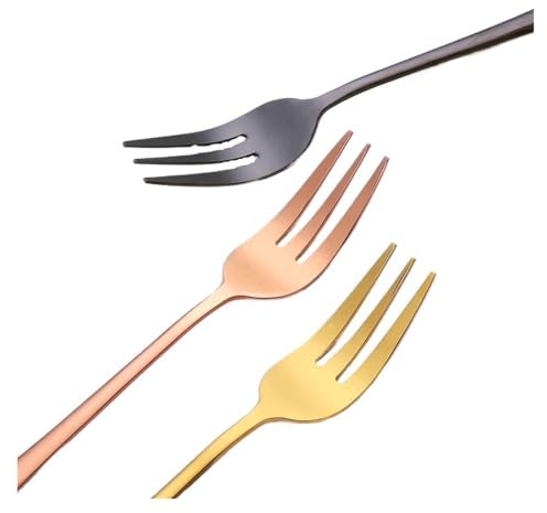 OZXLH 1/4/5/6Pcs Tea Forks Fruit Fork Stainless Steel Tableware Set Gold Cake Snack Salad Fork Dinnerware Cutlery Kitchen Utensils(4pcs Rose Gold)