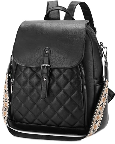 Chase Chic Sac à dos Femme,Sacs à Main Portés Dos Femme en Cuir,Sac à Bandoulière de Voyage pour Travail Scolaire,Noir