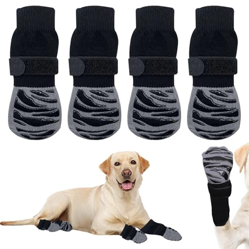 BSITSSS 2 Paar Hundeschuhe Pfotenschutz, Anti-Rutsch-Hundesocken, Hunde Schuhe mit Verstellbaren Riemen, Pfotenschutz Hund Verletzung, Shoe Dog für den Innen-und Außenbereich