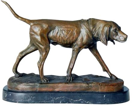 LONDAEE Estatua de bronce de perro de caza de cobre para decoración del hogar
