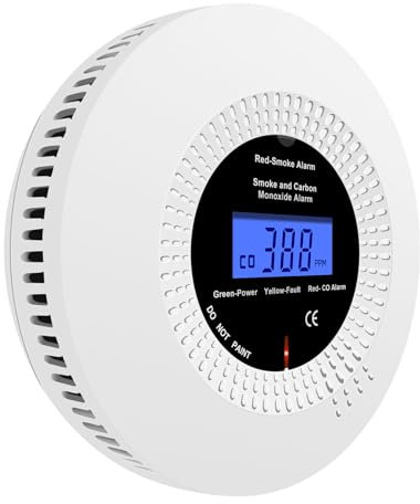 iMeistek Détecteurs de fumée et de monoxyde de Carbone,détecteurs de fumée et de monoxyde de Carbone combinés pour la Maison,avec Affichage numérique,en 50291 & en 14604.1 pièce