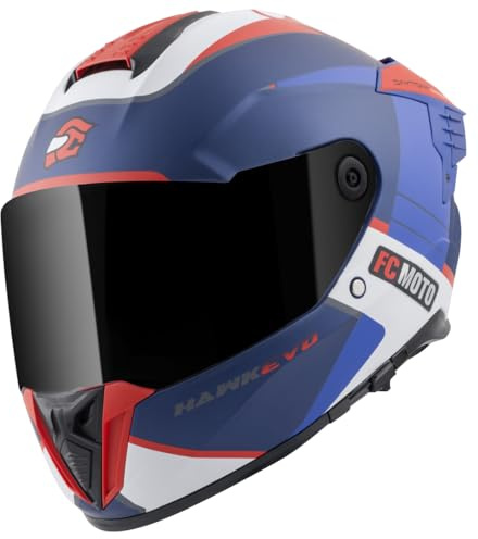 FC-Moto Hawk EVO-X Hjälm, schwarz matt/rot/blau/weiß, XS