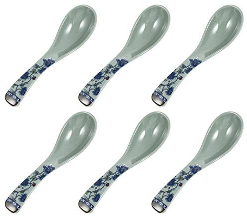 Cucharas de sopa chinas, cucharas de sopa asiáticas de cerámica, Cucharas de sopa chinas, cucharas chinas europeas, cucharas de sopa de cerámica, cucharas de ramen, 6 piezas de cucharas de porcelana a