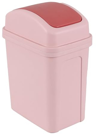 Ionoloy Cubo de basura de plástico con tapa oscilante de 7 L, cubo de basura de 1.8 galones con tapa oscilante, color rosa