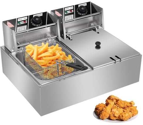 LYFDPN Friteuse - Friteuses électriques 5000W avec paniers - Friteuse à Huile de comptoir en Acier Inoxydable épaissi de 0,6 mm